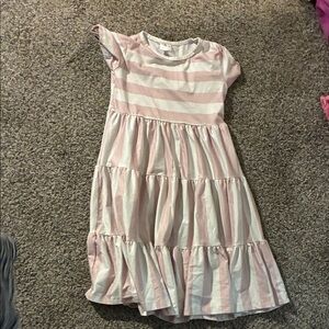 Pink and White Striped Kids Dress
